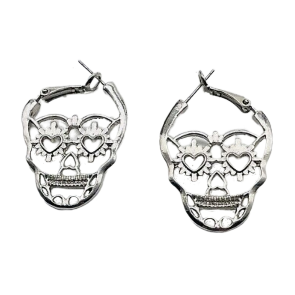Skull Punk Hoop Earrings - Picture 12 of 16